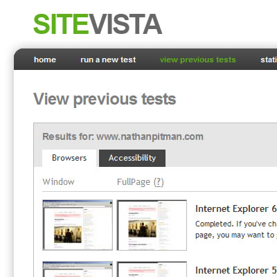 SiteVista automates the tiresome task of browser testing