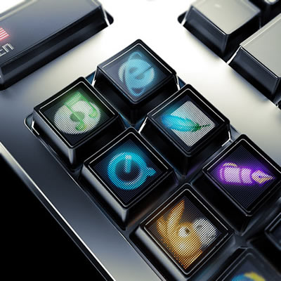 Every key of the Optimus keyboard is a stand-alone display showing exactly what it is controlling at this very moment.