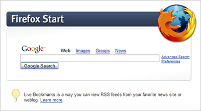 Firefox Start Page at Google.com